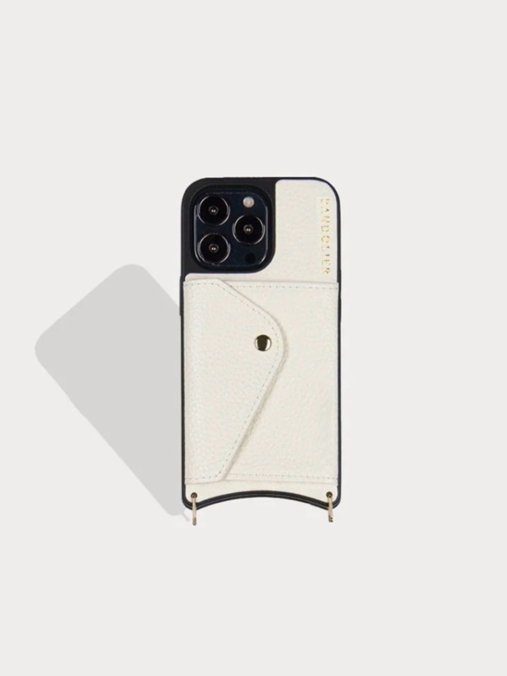 BANDOLIER LEATHER CASE ONLY IN IVORY/GOLD iPhone 14 Pro Max(Strap not included)